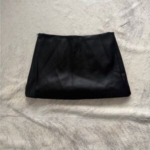 Black leather micro mini skirt